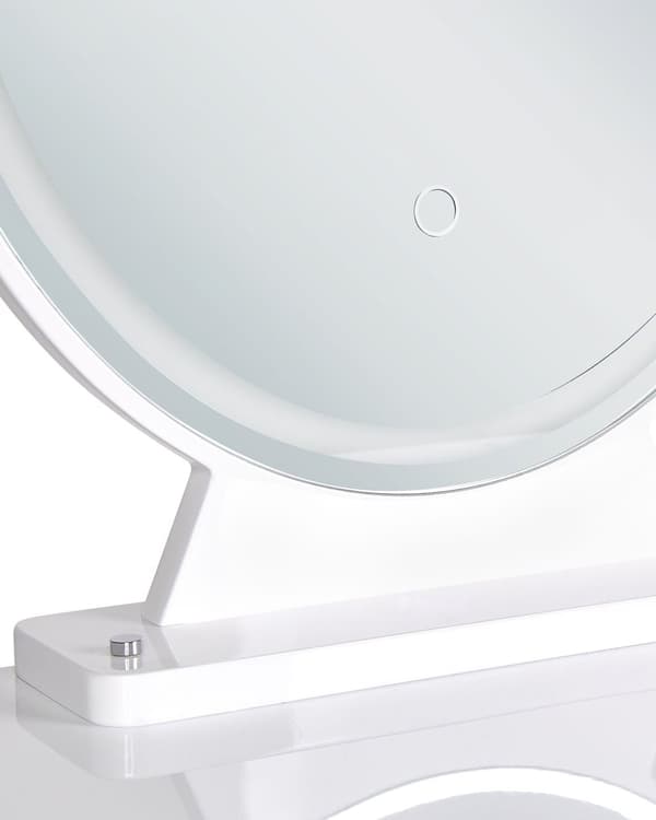 Sminkebord Hvit Gull MDF 2 skuffer Speil LED Krakk Soverom Oppbevaring Glamorøst design