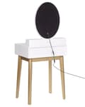 Miniatyrbilde 7 av 10: Sminkebord Hvit Gull MDF 3 skuffer Speil LED Krakk Soverom Oppbevaring Glamorøst design