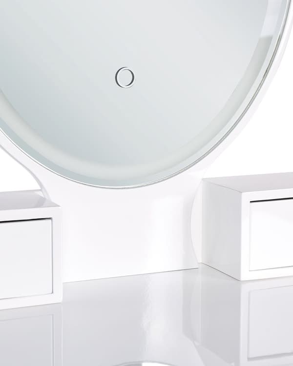 Sminkebord Hvit Gull MDF 3 skuffer Speil LED Krakk Soverom Oppbevaring Glamorøst design