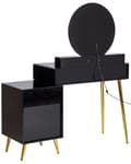 Miniatyrbilde 7 av 11: Konsollbord Svart Gull MDF 6 Skuffer LED-speil Krakk Stuemøbler Glamour Design Sminkebord