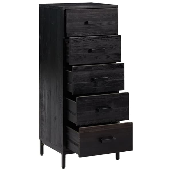 kommode 42x35x110 cm massivt fyrretræ sort