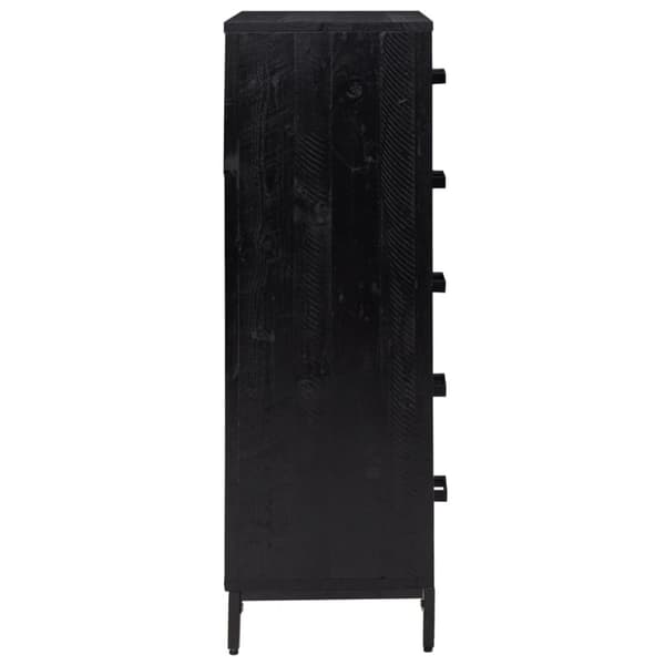kommode 42x35x110 cm massivt fyrretræ sort