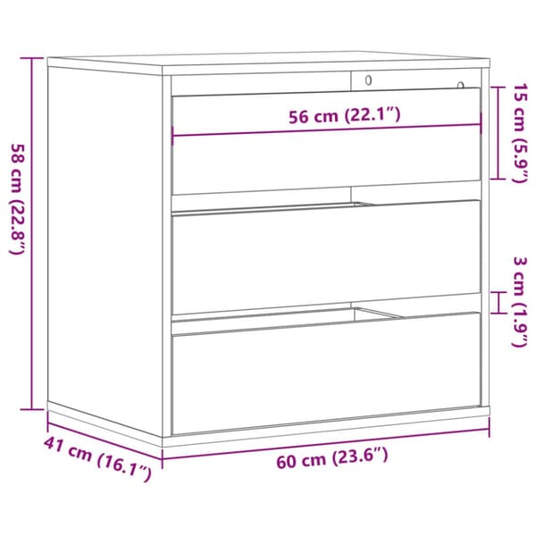 kommode til hjørne 60x41x58 cm konstrueret træ betongrå