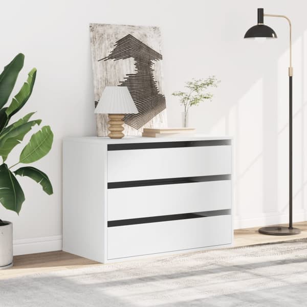 kommode til hjørne 80x41x58 cm konstrueret træ hvid