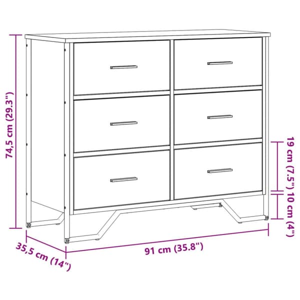 kommode 91x35,5x74,5 cm konstrueret træ brun egetræsfarve