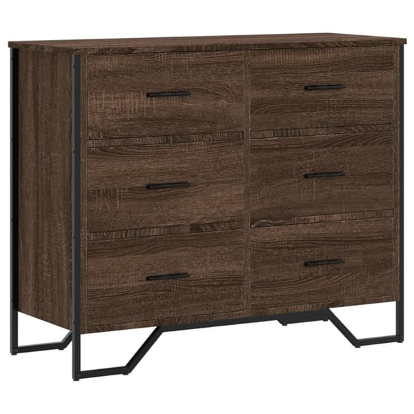 kommode 91x35,5x74,5 cm konstrueret træ brun egetræsfarve
