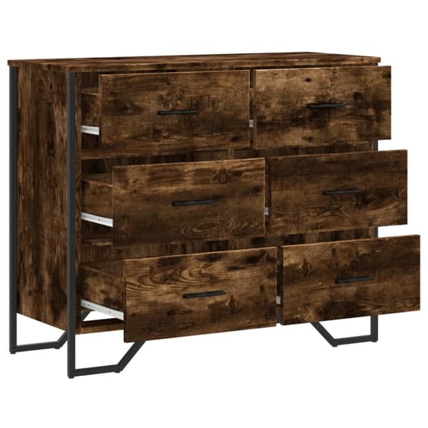 kommode 91x35,5x74,5 cm konstrueret træ røget egetræsfarve