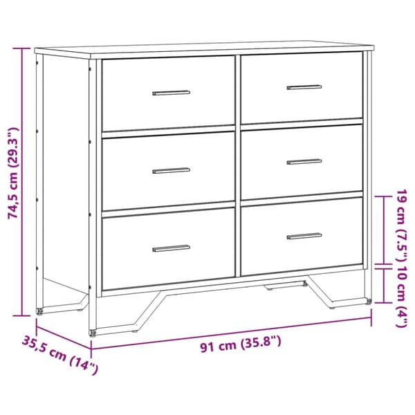 kommode 91x35,5x74,5 cm konstrueret træ røget egetræsfarve
