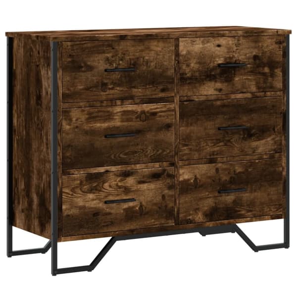 kommode 91x35,5x74,5 cm konstrueret træ røget egetræsfarve