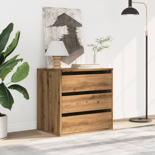 kommode til hjørne 60x41x58 cm konstrueret træ egetræsfarvet