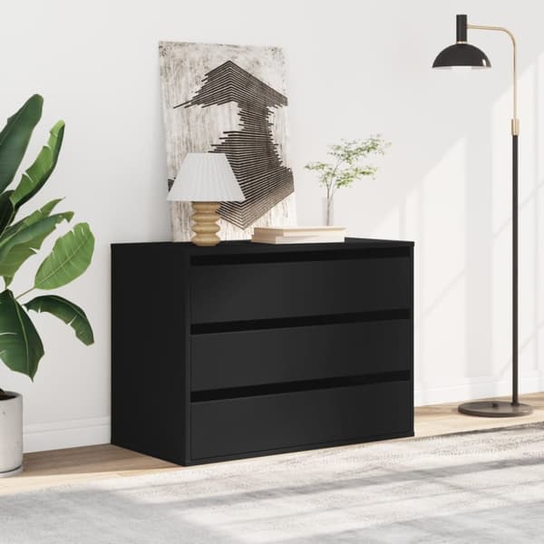 kommode til hjørne 80x41x58 cm konstrueret træ sort