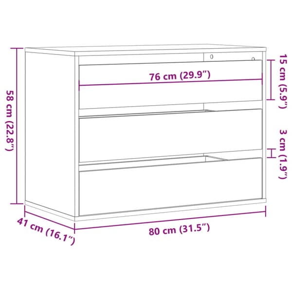kommode til hjørne 80x41x58 cm konstrueret træ sort
