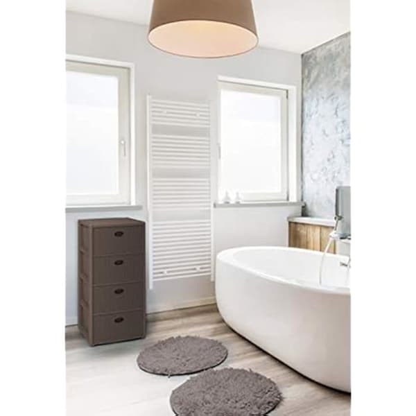 Elegance byrå - Stefanplast - 4 lådor - Brun - 40x40x80 cm