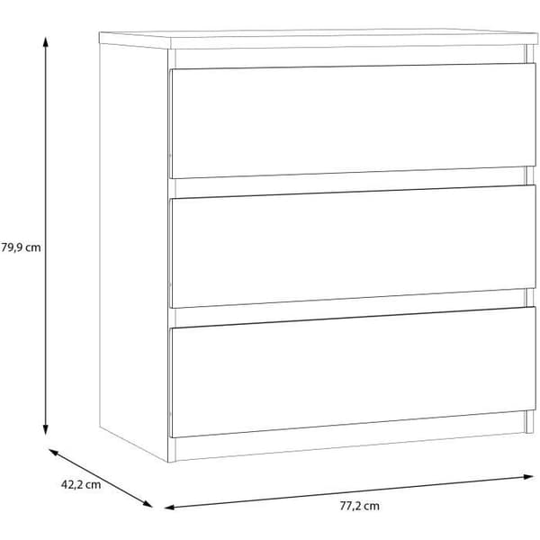 Byrå - CHELSEA - 3 lådor - Antracit - 77,2 x 42,2 x 79,9 cm