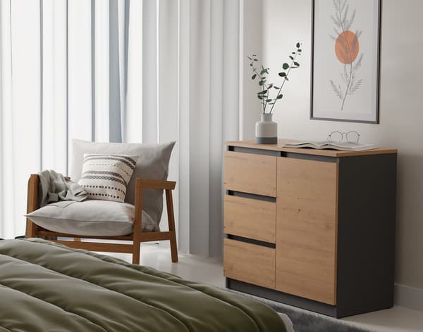 Kommode Malwa 1D3S/BA ANTRACITBANDVÆRK