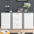 Miniatyrbild 5 av 6: Vicco NOVELLI skänk Highboard Vit betongskänk Garderob 2-dörrars skänk
