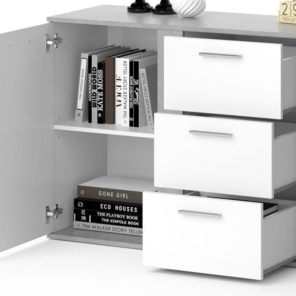 Vicco NOVELLI skänk Highboard Vit betongskänk Garderob 2-dörrars skänk