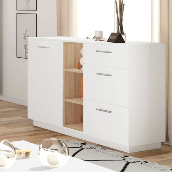 Vicco byrå med lådor Beatrice, Vit, 127 x 88 cm