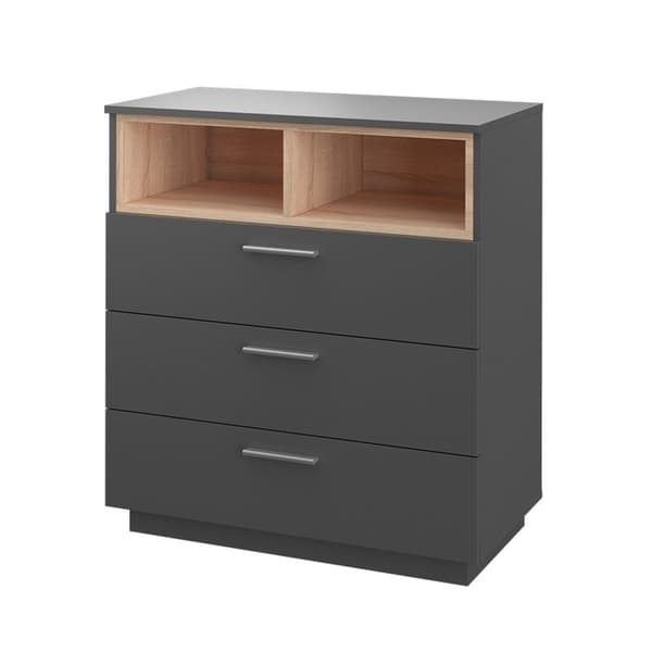 Vicco byrå med lådor Beatrice, antracit, 79,6 x 88 cm med 3 breda lådor