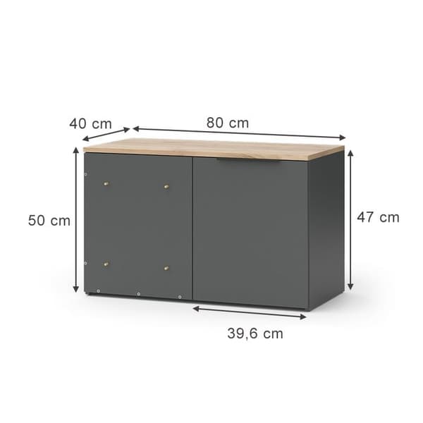 Skänk Wido, 80 x 50 cm Hörnbyrå med dörr, antracit, Vicco