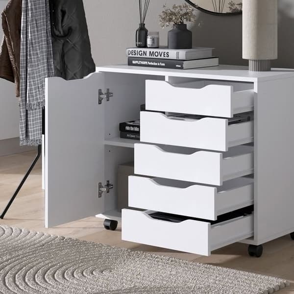 Sideboard Otwin, 78 x 61,5 cm med 5 lådor och 1 lucka, Vit, Vicco
