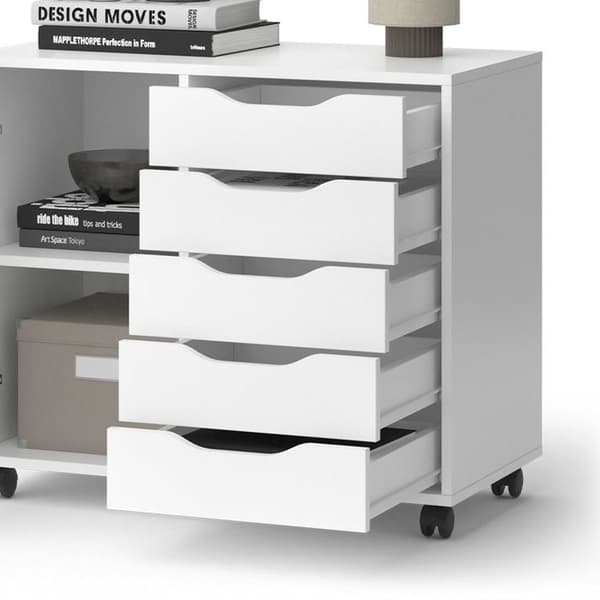 Sideboard Otwin, 78 x 61,5 cm med 5 lådor och 1 lucka, Vit, Vicco