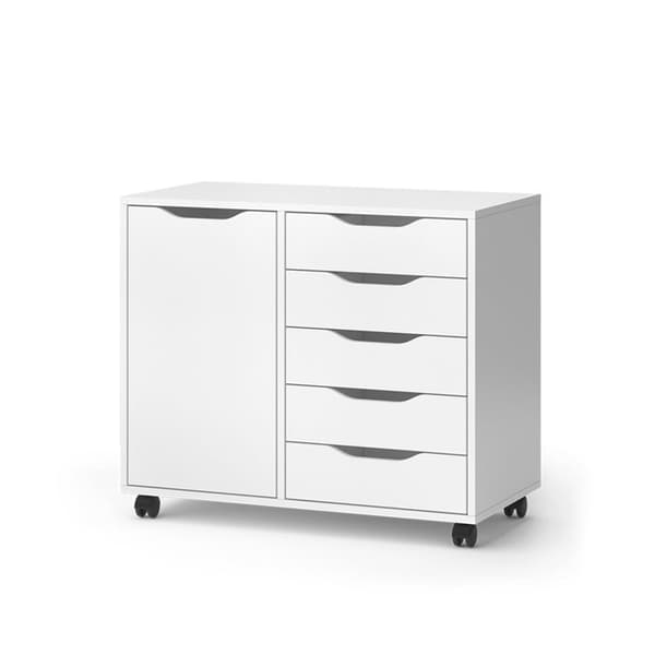 Sideboard Otwin, 78 x 61,5 cm med 5 lådor och 1 lucka, Vit, Vicco