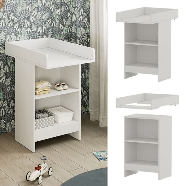 Oskar Store Mona skötbord, Vit, 60 x 103,5 cm med skötunderlägg
