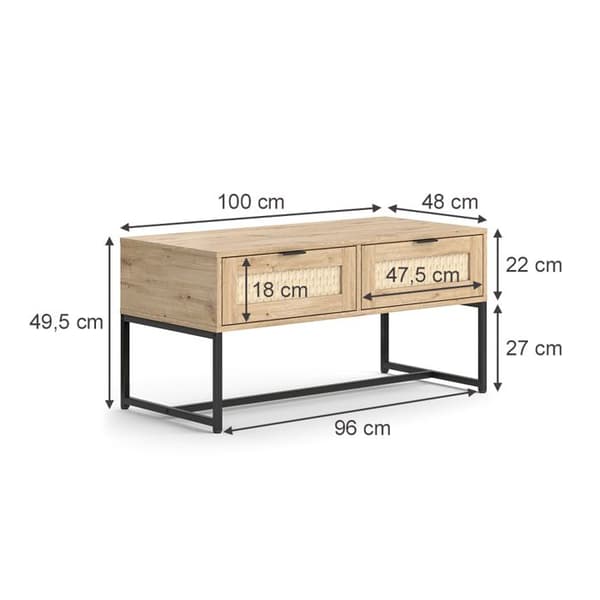 Vicco byrå med lådor Natal, Ek, 100 x 49,5 cm med två lådor