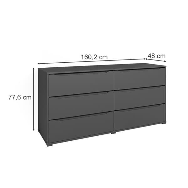 Vicco byrå med Ruben lådor, antracit, 160,2 x 77,6 cm