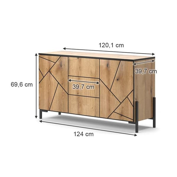 Vicco byrå med lådor Hatto, Ek, 124 x 69,6 cm
