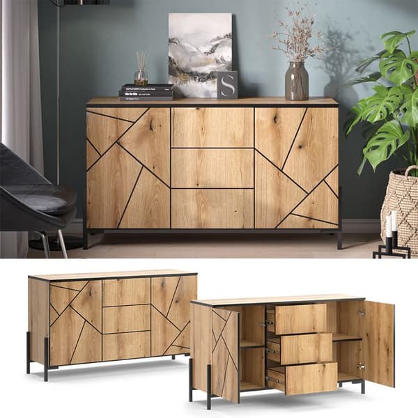 Vicco byrå med lådor Hatto, Ek, 124 x 69,6 cm