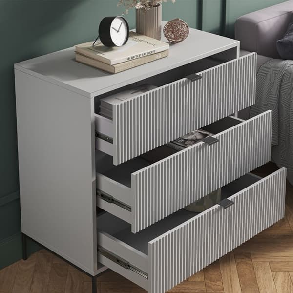 Vicco byrå med lådor Eliza, Grå, 80 x 81,2 cm med 3 lådor