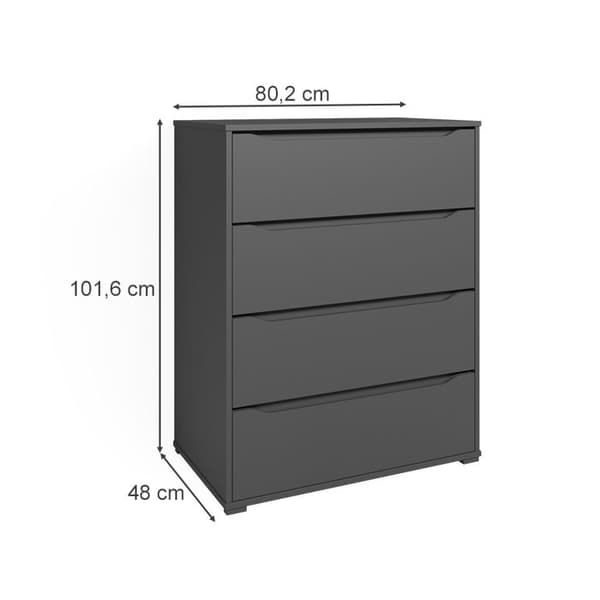 Vicco byrå med lådor Ruben, antracit, 80,2 x 101,6 cm med 4 lådor