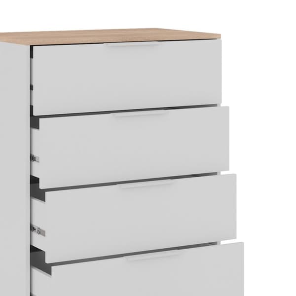 Vicco skänk Betti, Vit/Sonoma, 80 x 101,9 cm med 4x låda