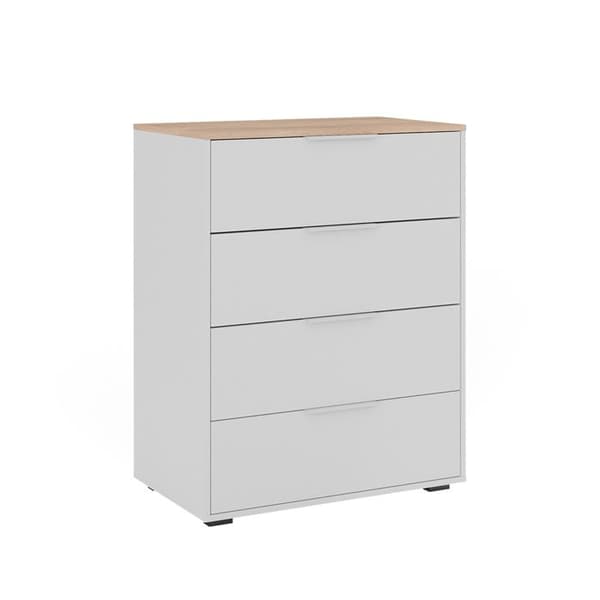 Vicco skänk Betti, Vit/Sonoma, 80 x 101,9 cm med 4x låda