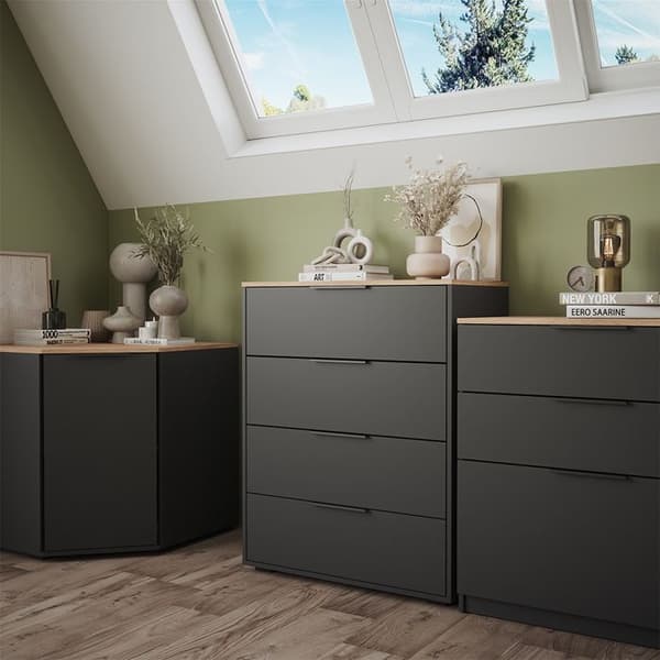 Vicco skänk Betti, antracit, 80 x 101,9 cm med 4 lådor