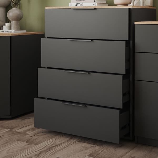 Vicco skänk Betti, antracit, 80 x 101,9 cm med 4 lådor
