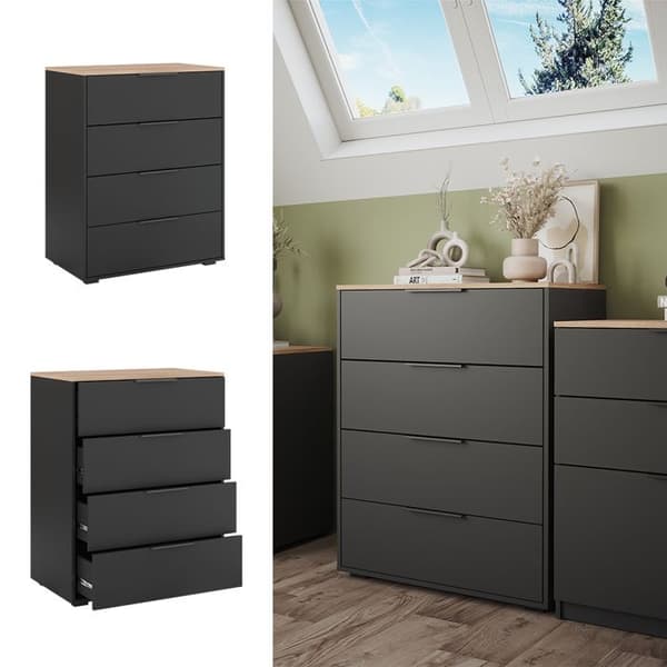 Vicco skänk Betti, antracit, 80 x 101,9 cm med 4 lådor