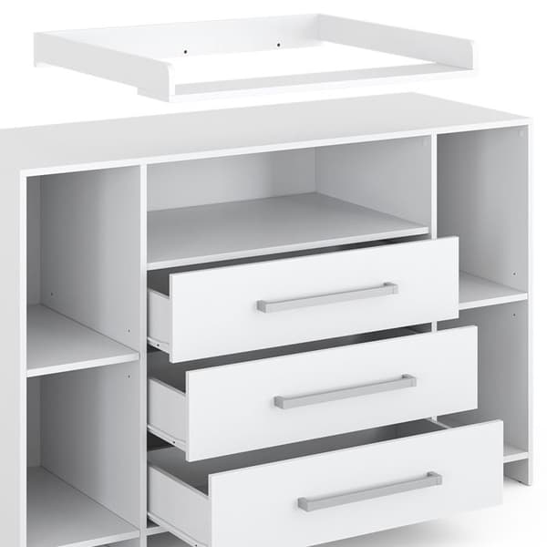 Vicco Oskar skötbord, Vit, 143 x 100 cm XL med lådor