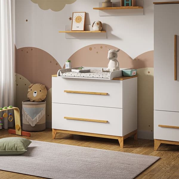Vitalispa Malia skötbord, Vit, 108 x 98 cm med 2 lådor
