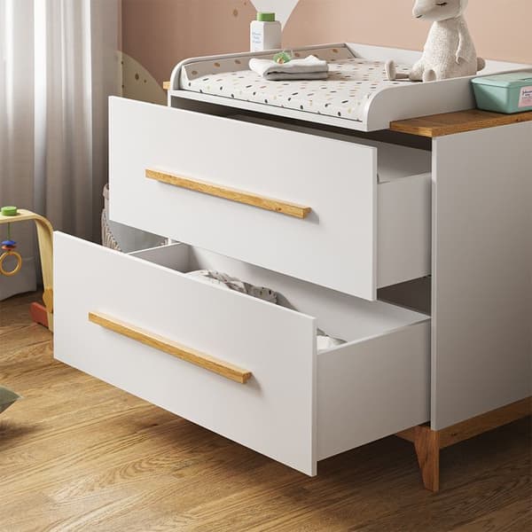 Vitalispa Malia skötbord, Vit, 108 x 98 cm med 2 lådor