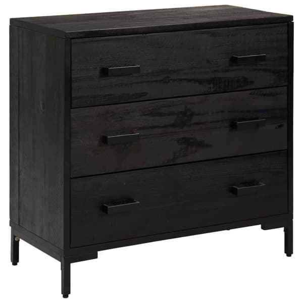 Byrå svart 75x35x70 cm massiv furu