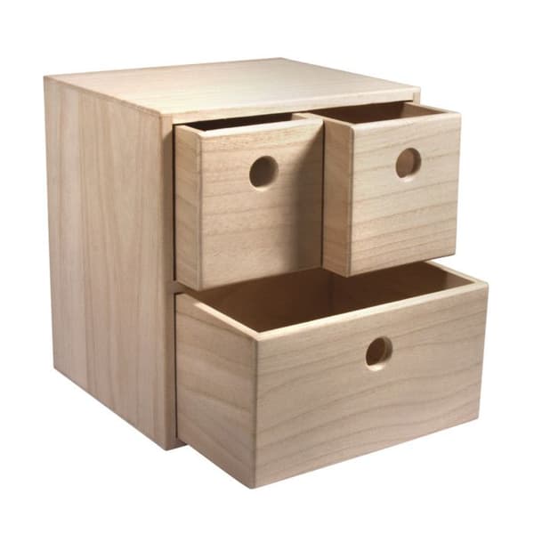 Kommodesk i trä med 3 lådor 21x18x23 cm