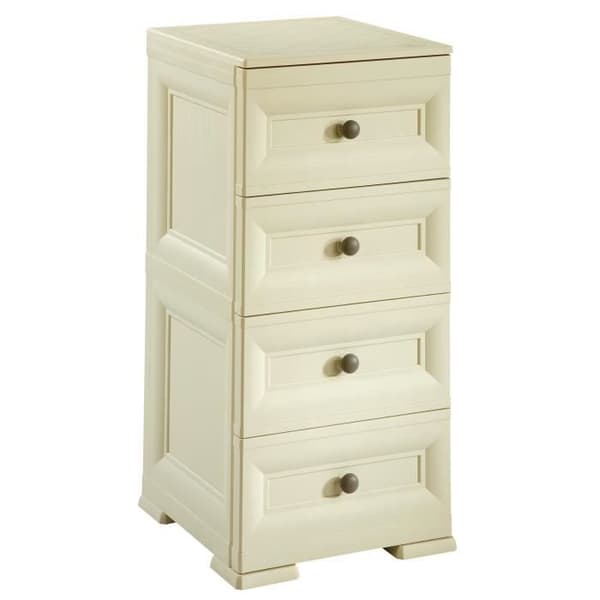 Tontarelli 8086090210 Omnimodus smal byrå med fyra lådor, krämfärgad, 40 x 43 x 85,5 cm