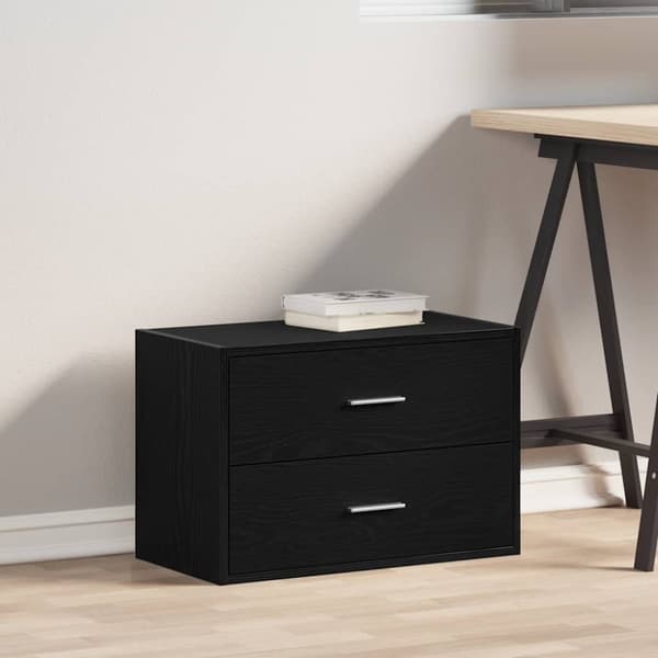 skab med 2 skuffer 60x31x40 cm konstrueret træ sort-eg