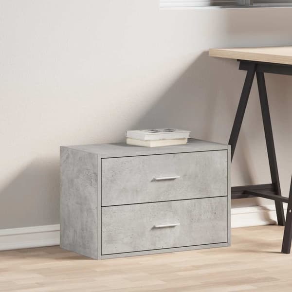 skab med 2 skuffer 60x31x40 cm konstrueret træ betongrå