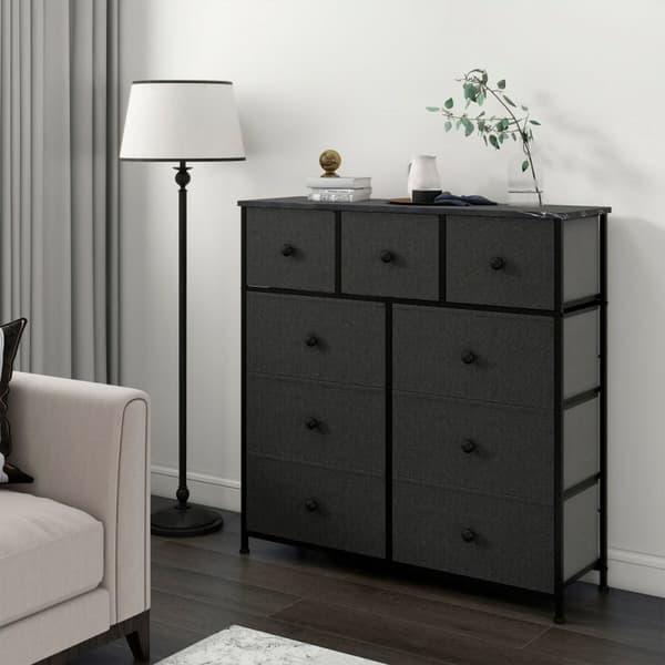 Kommode Max Home Svart Grå Marmor 100 x 100 x 30 cm