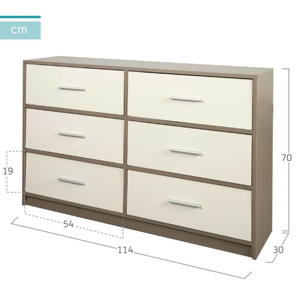 Kommode Max Home Hvit Grå Moderne 114 x 70 x 30 cm