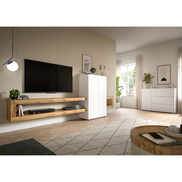 Loft skjenk 3 skuffer 1 dør hvit.